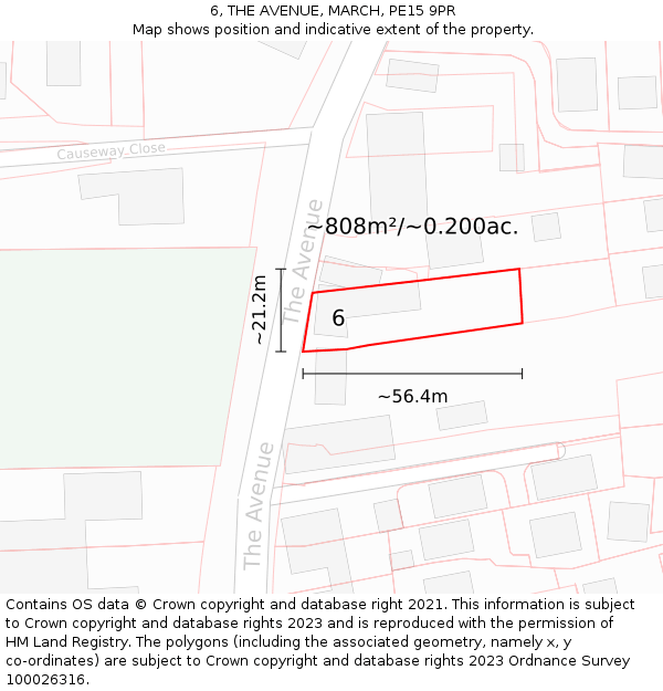 6, THE AVENUE, MARCH, PE15 9PR: Plot and title map