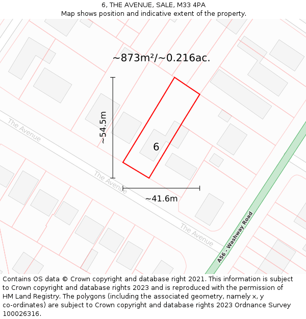 6, THE AVENUE, SALE, M33 4PA: Plot and title map