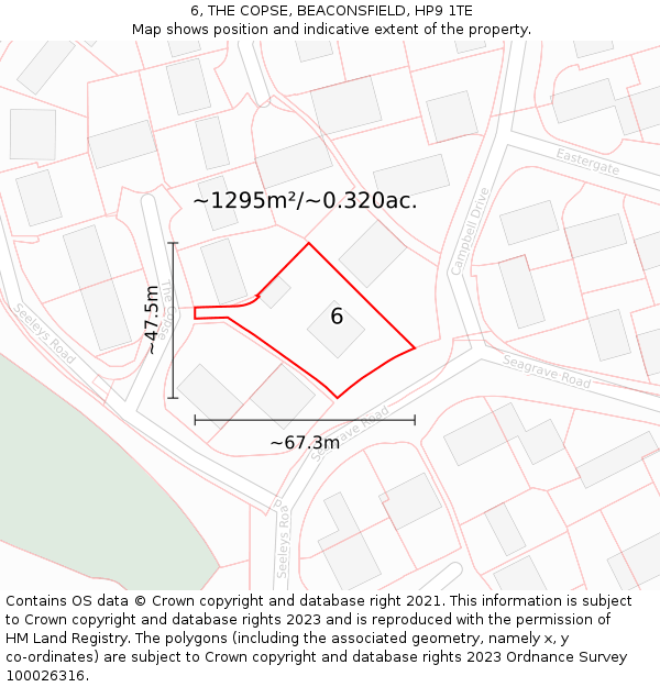 6, THE COPSE, BEACONSFIELD, HP9 1TE: Plot and title map