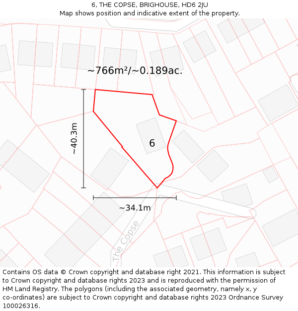 6, THE COPSE, BRIGHOUSE, HD6 2JU: Plot and title map