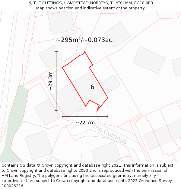 6, THE CUTTINGS, HAMPSTEAD NORREYS, THATCHAM, RG18 0RR: Plot and title map