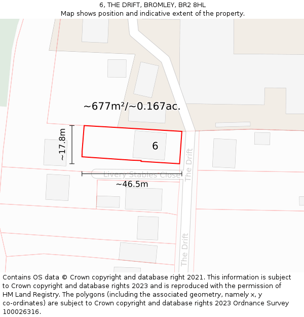 6, THE DRIFT, BROMLEY, BR2 8HL: Plot and title map