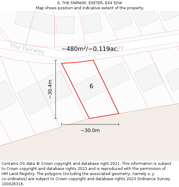 6, THE FAIRWAY, EXETER, EX4 5DW: Plot and title map