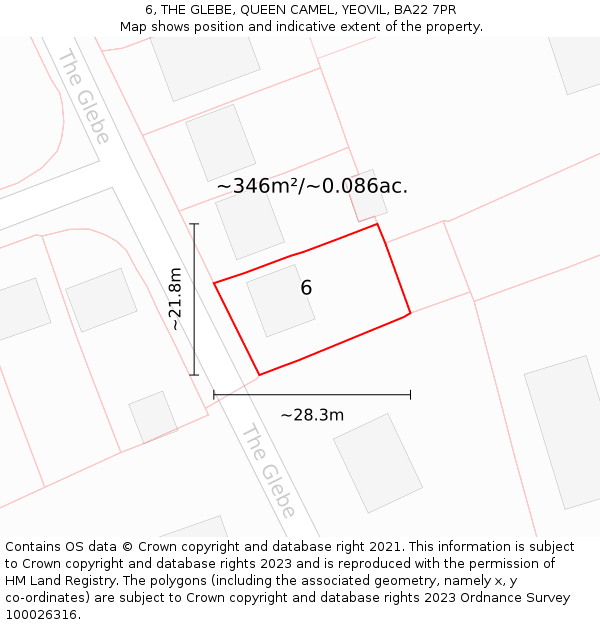 6, THE GLEBE, QUEEN CAMEL, YEOVIL, BA22 7PR: Plot and title map