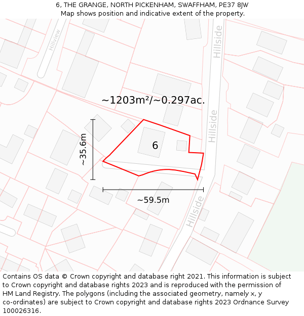 6, THE GRANGE, NORTH PICKENHAM, SWAFFHAM, PE37 8JW: Plot and title map