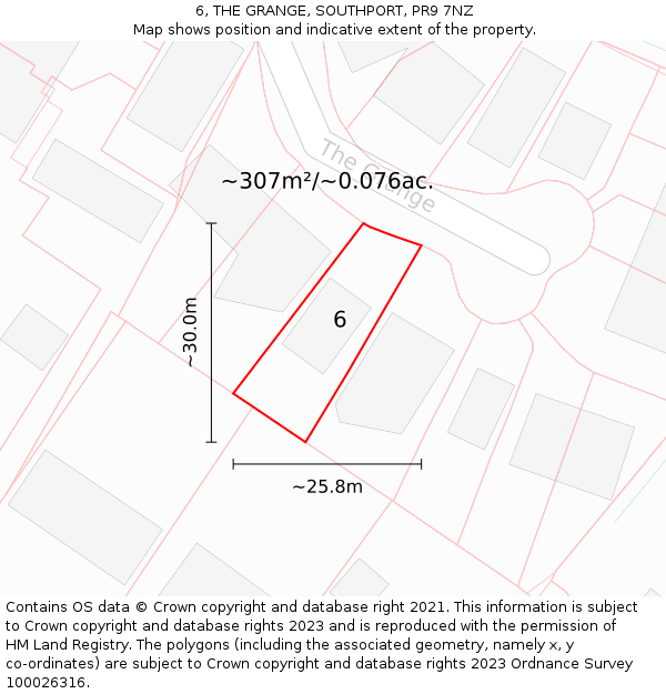 6, THE GRANGE, SOUTHPORT, PR9 7NZ: Plot and title map