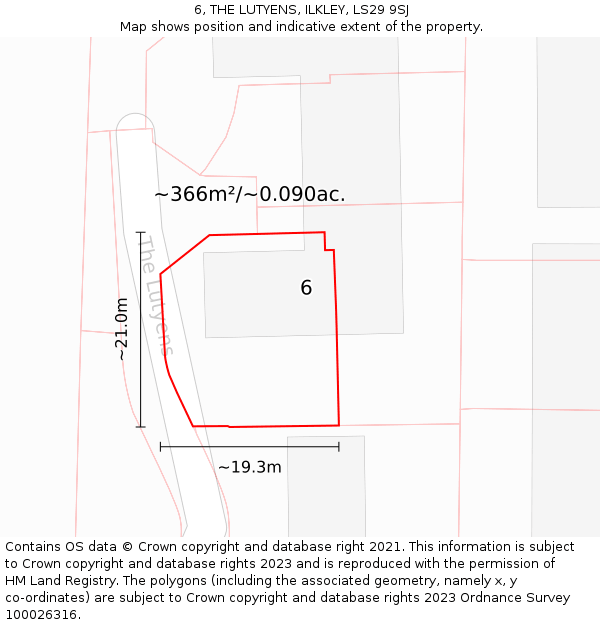 6, THE LUTYENS, ILKLEY, LS29 9SJ: Plot and title map