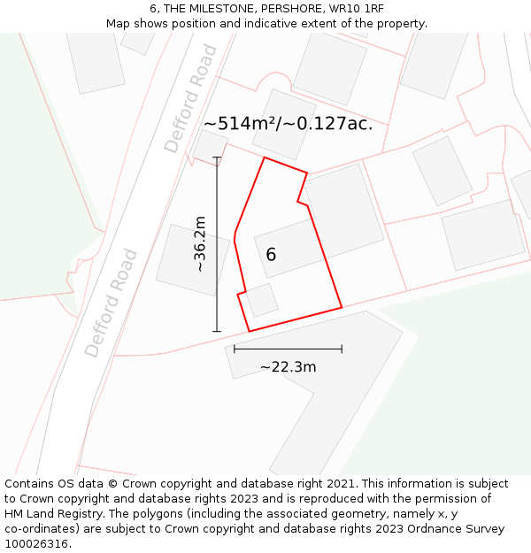 6, THE MILESTONE, PERSHORE, WR10 1RF: Plot and title map