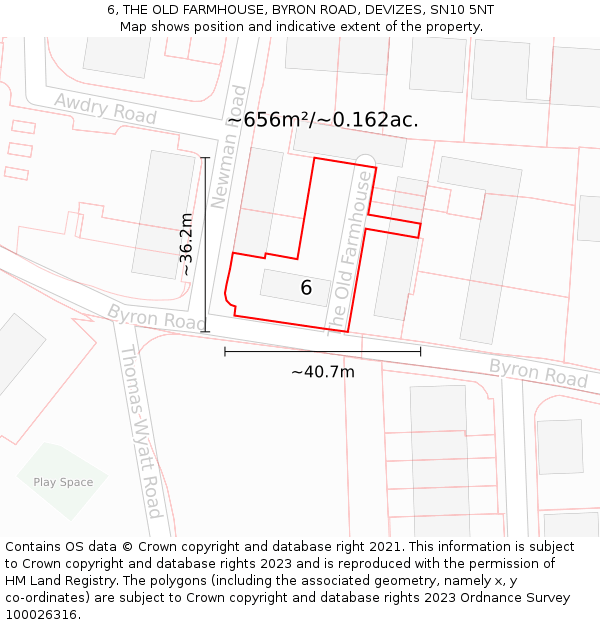 6, THE OLD FARMHOUSE, BYRON ROAD, DEVIZES, SN10 5NT: Plot and title map