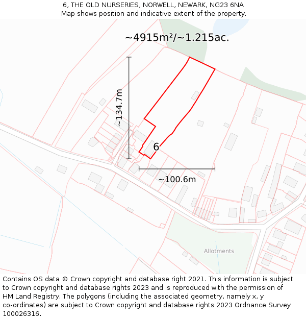 6, THE OLD NURSERIES, NORWELL, NEWARK, NG23 6NA: Plot and title map