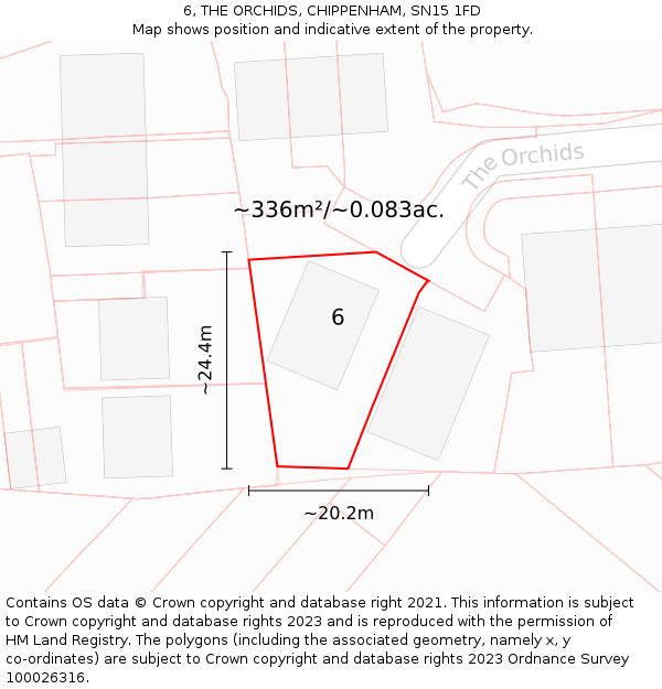 6, THE ORCHIDS, CHIPPENHAM, SN15 1FD: Plot and title map