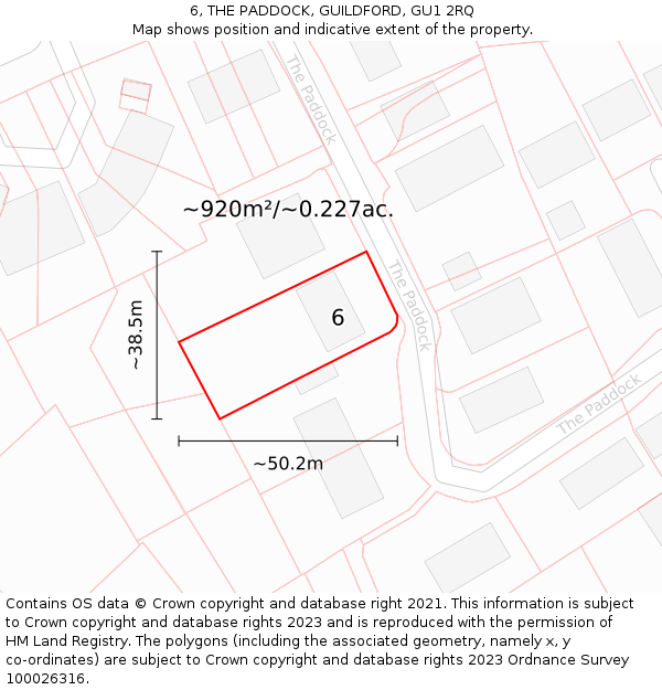 6, THE PADDOCK, GUILDFORD, GU1 2RQ: Plot and title map