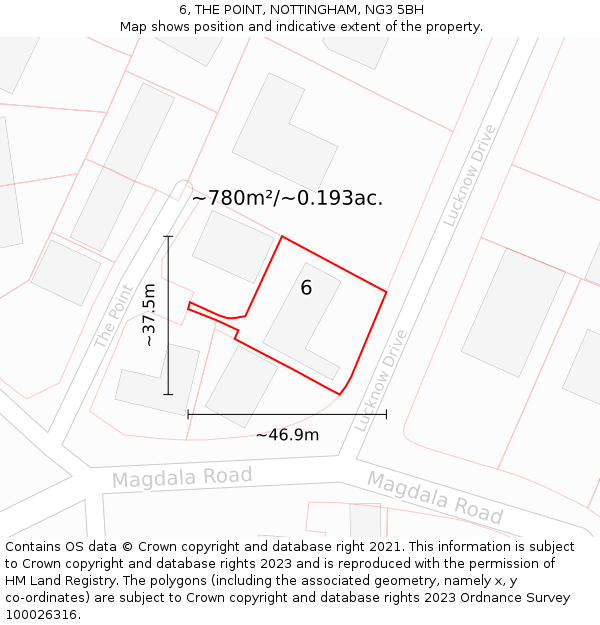 6, THE POINT, NOTTINGHAM, NG3 5BH: Plot and title map