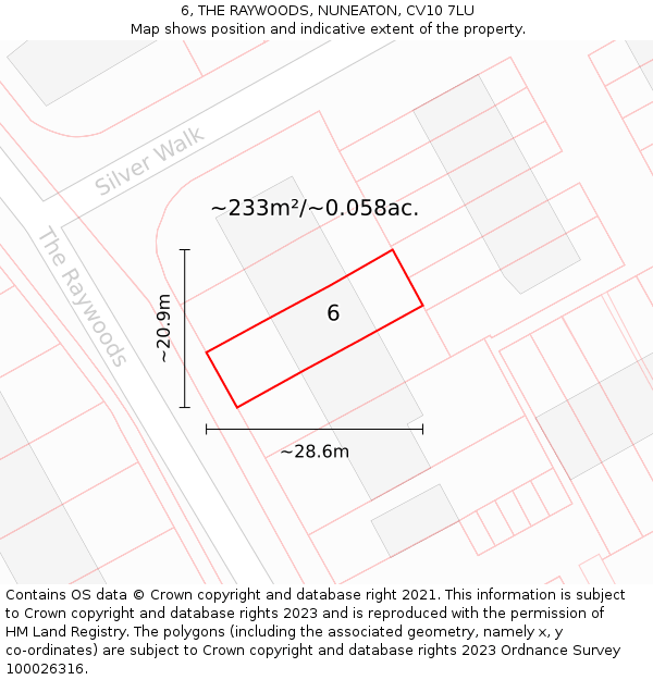 6, THE RAYWOODS, NUNEATON, CV10 7LU: Plot and title map