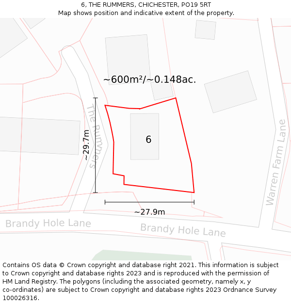 6, THE RUMMERS, CHICHESTER, PO19 5RT: Plot and title map