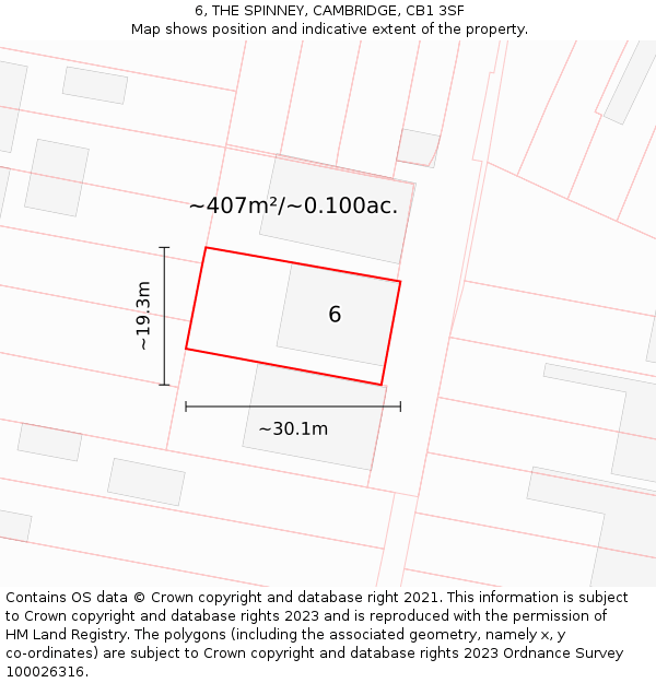 6, THE SPINNEY, CAMBRIDGE, CB1 3SF: Plot and title map