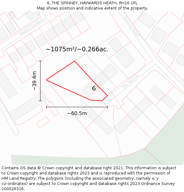 6, THE SPINNEY, HAYWARDS HEATH, RH16 1PL: Plot and title map