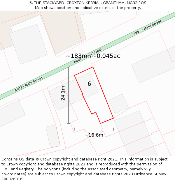 6, THE STACKYARD, CROXTON KERRIAL, GRANTHAM, NG32 1QS: Plot and title map