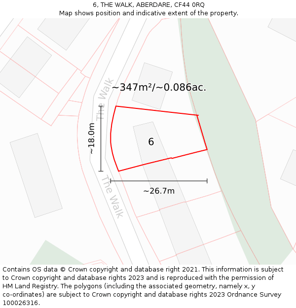 6, THE WALK, ABERDARE, CF44 0RQ: Plot and title map