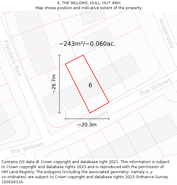 6, THE WILLOWS, HULL, HU7 4WH: Plot and title map