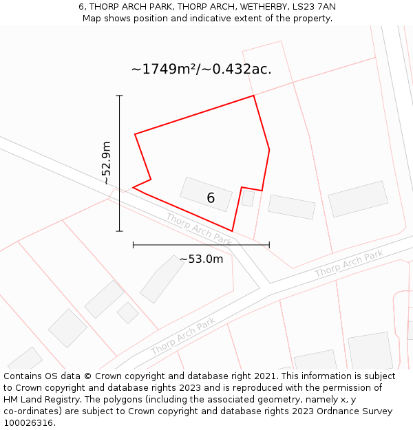 6, THORP ARCH PARK, THORP ARCH, WETHERBY, LS23 7AN: Plot and title map