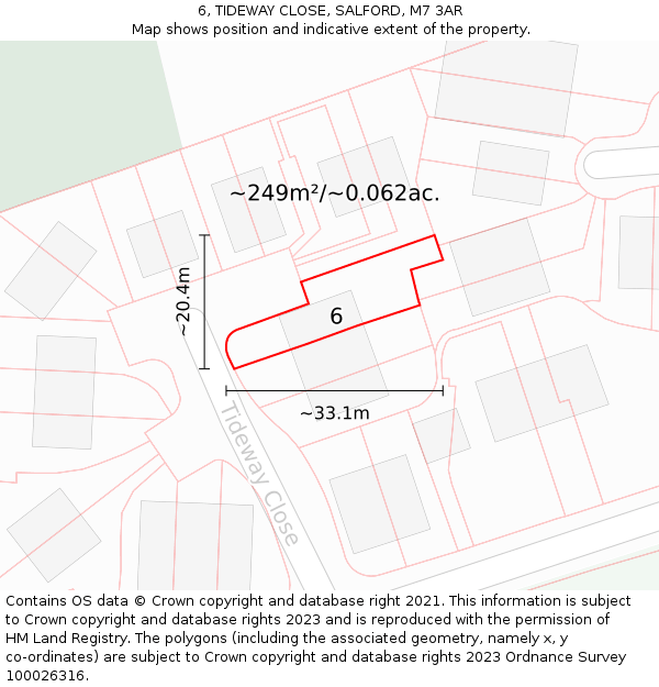 6, TIDEWAY CLOSE, SALFORD, M7 3AR: Plot and title map