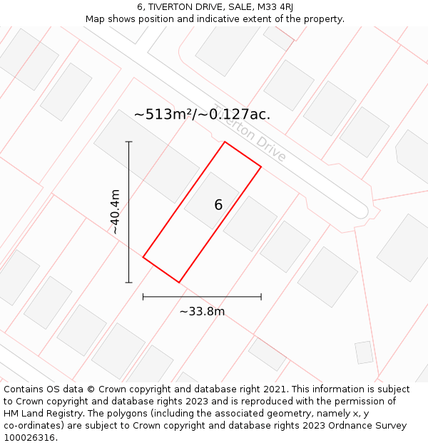 6, TIVERTON DRIVE, SALE, M33 4RJ: Plot and title map