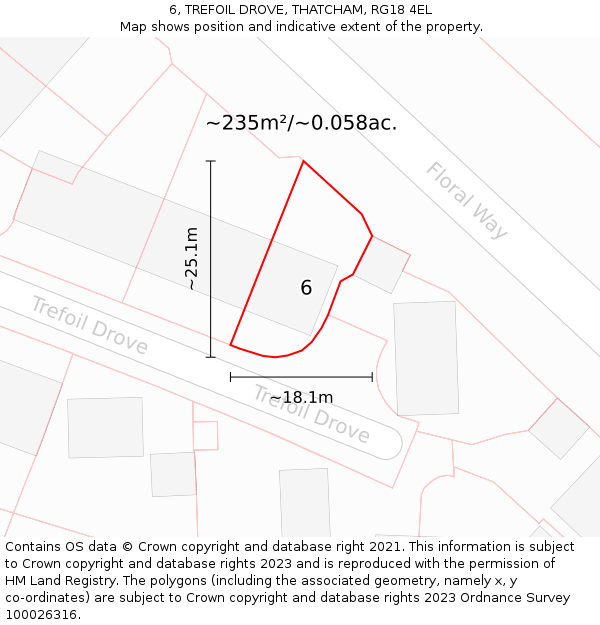 6, TREFOIL DROVE, THATCHAM, RG18 4EL: Plot and title map