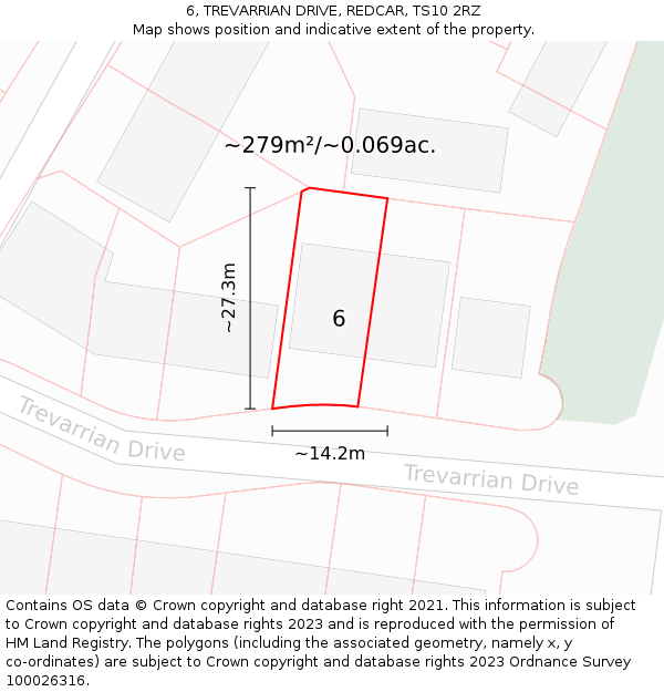 6, TREVARRIAN DRIVE, REDCAR, TS10 2RZ: Plot and title map