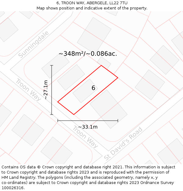 6, TROON WAY, ABERGELE, LL22 7TU: Plot and title map