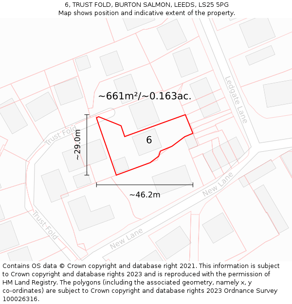 6, TRUST FOLD, BURTON SALMON, LEEDS, LS25 5PG: Plot and title map