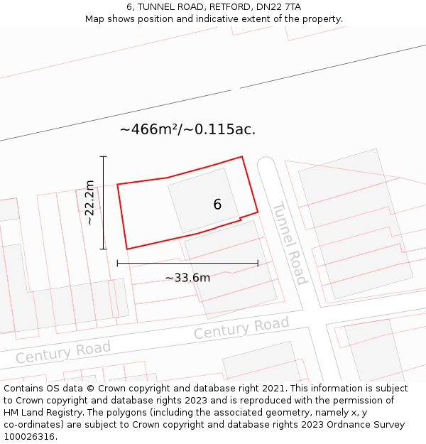 6, TUNNEL ROAD, RETFORD, DN22 7TA: Plot and title map