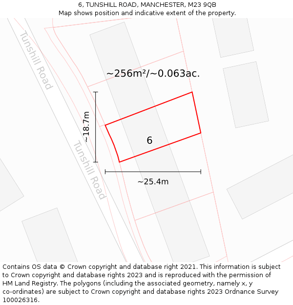 6, TUNSHILL ROAD, MANCHESTER, M23 9QB: Plot and title map