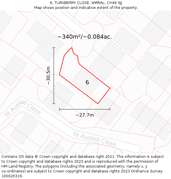 6, TURNBERRY CLOSE, WIRRAL, CH46 6JJ: Plot and title map