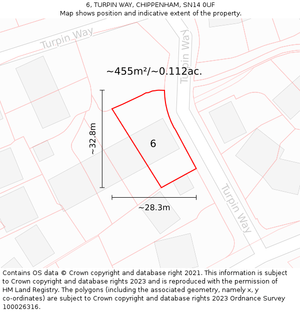 6, TURPIN WAY, CHIPPENHAM, SN14 0UF: Plot and title map