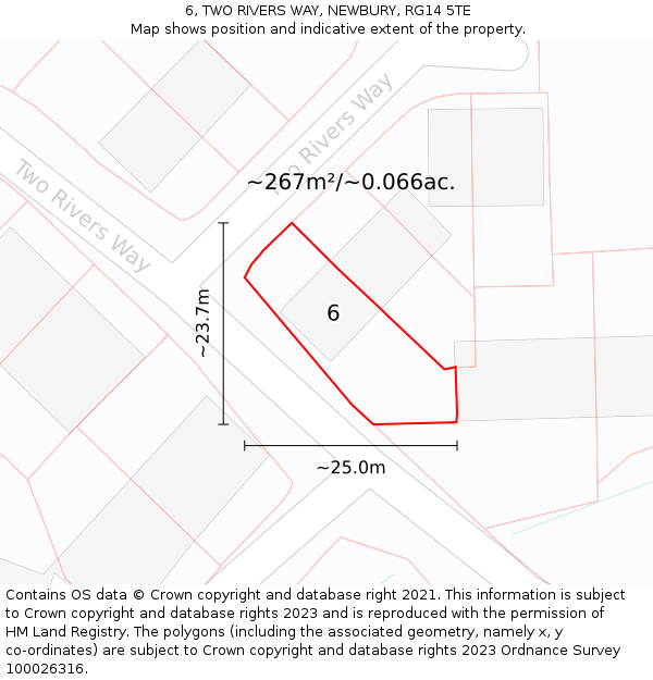 6, TWO RIVERS WAY, NEWBURY, RG14 5TE: Plot and title map