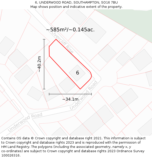6, UNDERWOOD ROAD, SOUTHAMPTON, SO16 7BU: Plot and title map