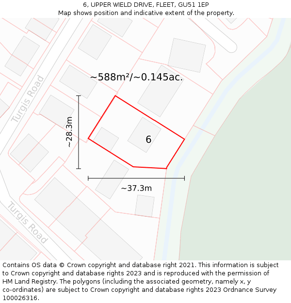 6, UPPER WIELD DRIVE, FLEET, GU51 1EP: Plot and title map