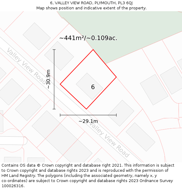 6, VALLEY VIEW ROAD, PLYMOUTH, PL3 6QJ: Plot and title map