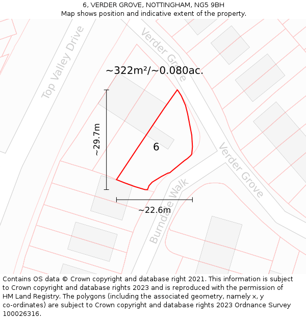 6, VERDER GROVE, NOTTINGHAM, NG5 9BH: Plot and title map