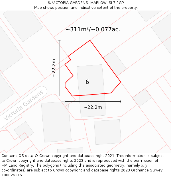 6, VICTORIA GARDENS, MARLOW, SL7 1GP: Plot and title map