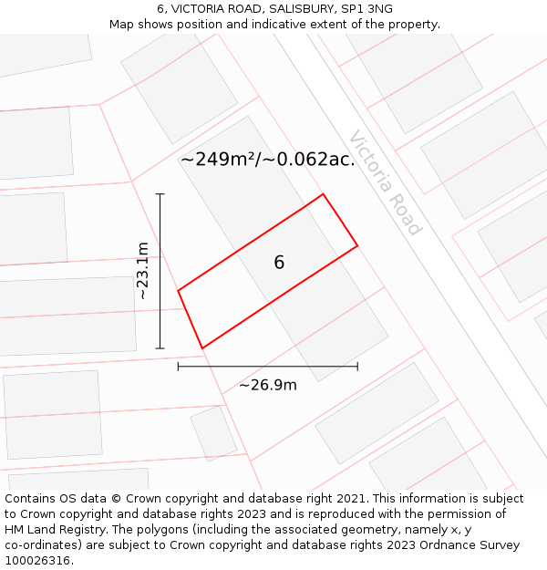 6, VICTORIA ROAD, SALISBURY, SP1 3NG: Plot and title map