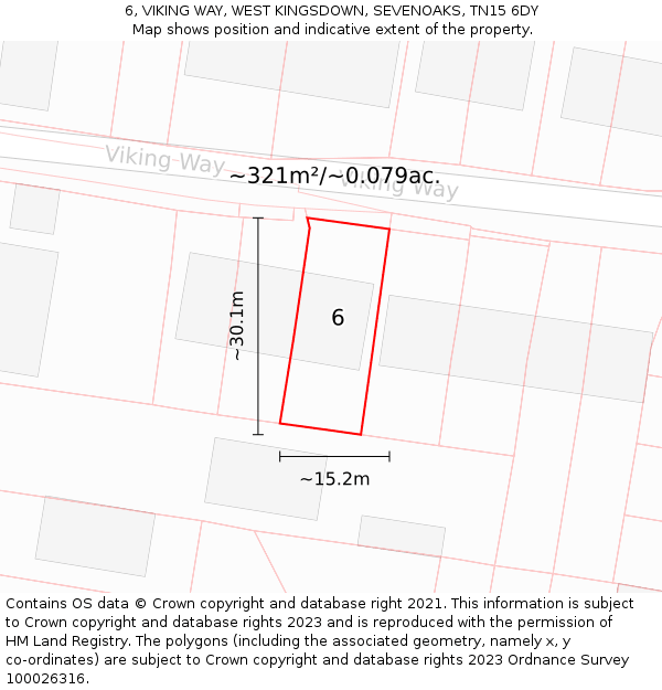 6, VIKING WAY, WEST KINGSDOWN, SEVENOAKS, TN15 6DY: Plot and title map