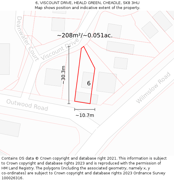 6, VISCOUNT DRIVE, HEALD GREEN, CHEADLE, SK8 3HU: Plot and title map