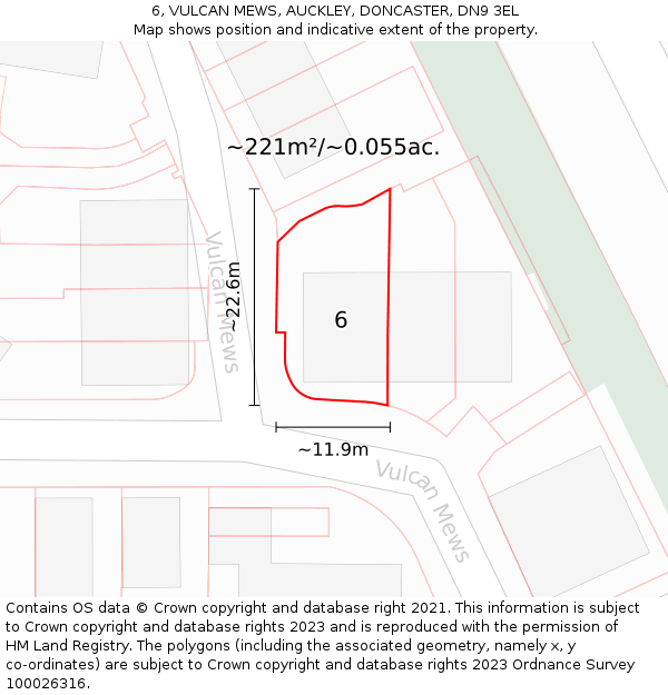 6, VULCAN MEWS, AUCKLEY, DONCASTER, DN9 3EL: Plot and title map