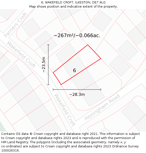 6, WAKEFIELD CROFT, ILKESTON, DE7 9LG: Plot and title map