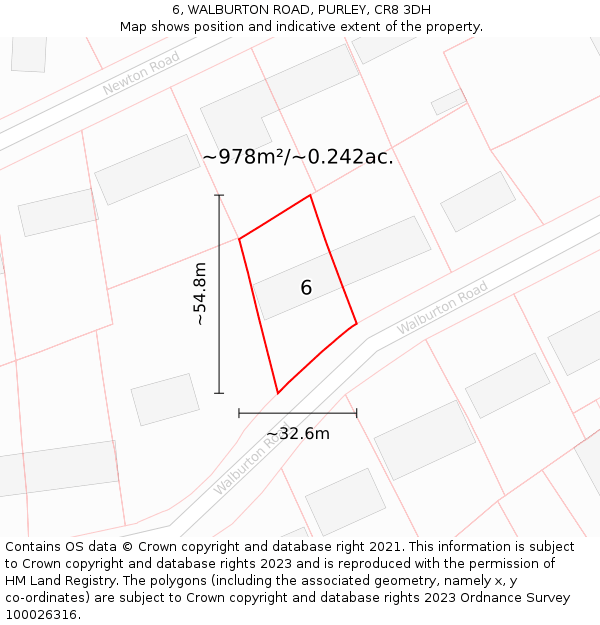 6, WALBURTON ROAD, PURLEY, CR8 3DH: Plot and title map