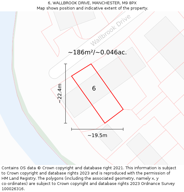 6, WALLBROOK DRIVE, MANCHESTER, M9 8PX: Plot and title map