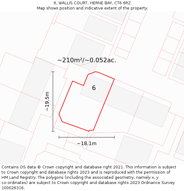 6, WALLIS COURT, HERNE BAY, CT6 6RZ: Plot and title map