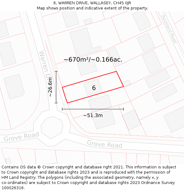 6, WARREN DRIVE, WALLASEY, CH45 0JR: Plot and title map